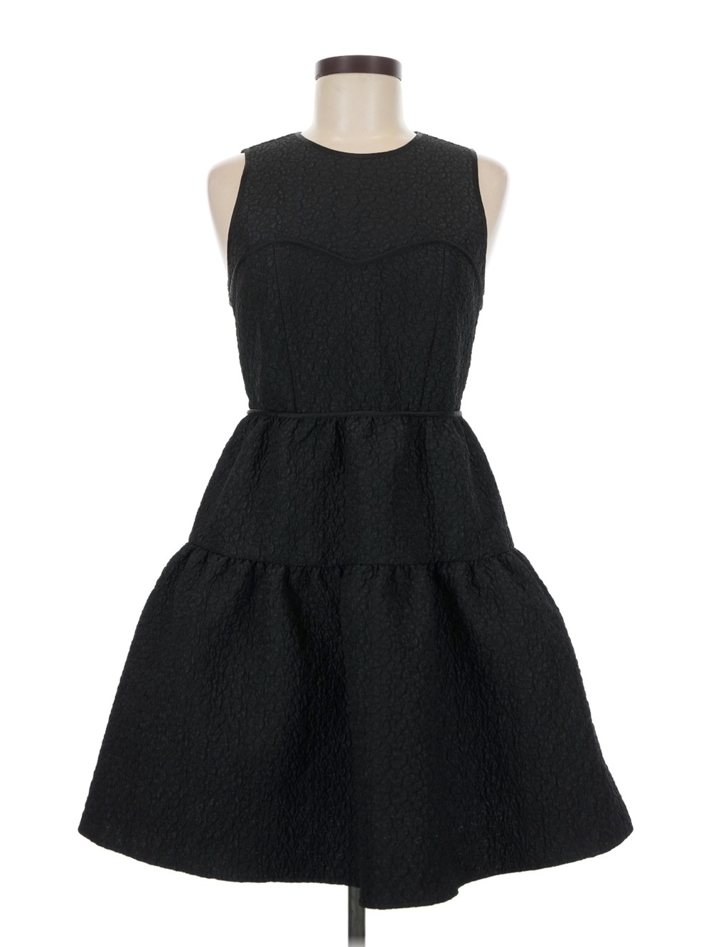 & Other Stories “Paris Atelier” Black Textured Sleeveless Tiered Mini Dress